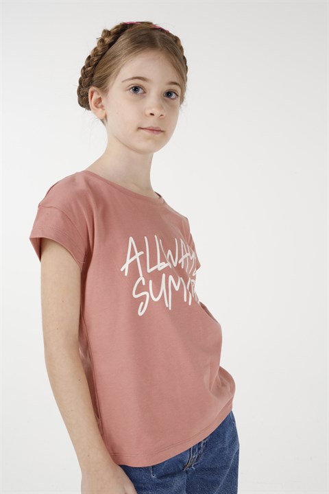 BRZ Kids Baskılı Kız Çocuk Kısa Kollu T-shirt