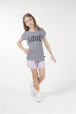 BRZ Kids İpliği Boyalı Kız Çocuk Kısa Kollu T-shirt